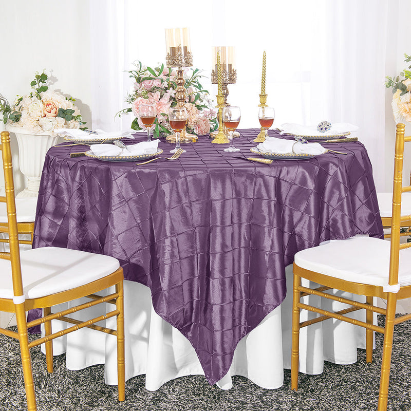 Pintuck Taffeta Square Table Overlay 85x85 Wisteria