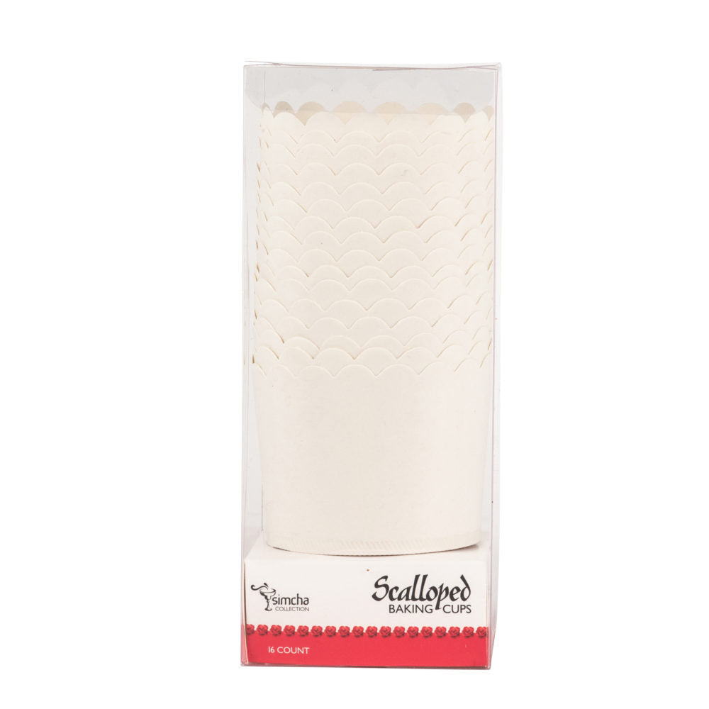 Scalloped White Baking Cups, Pack of 16