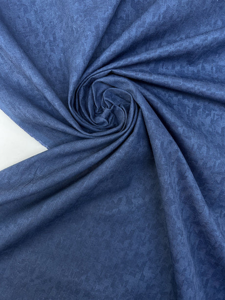 Cotton Viscose Abstract Purple Blue Fabric