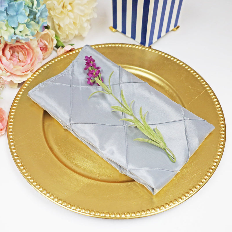 Pintuck Taffeta Cloth Dinner Napkins 20x20 Platinum