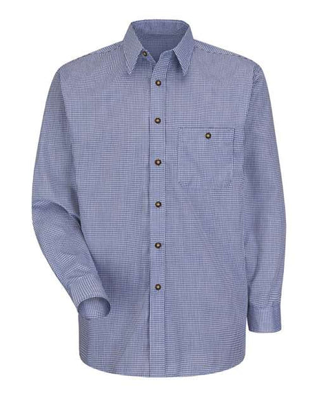 Red Kap Men's Mini-Plaid Uniform Long Sleeve Shirt
