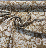 Elagrace Bronze Floral Damask Chenille Fabric - Bronze Floral Damask, 56" Width (By The Yard)