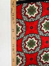 Polyester Sateen Floral Print Red Beige