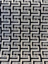 Interlude Chenille Upholstery Fabric - Jet Black, Ivory Small Design, 56" Width (1 Yard)