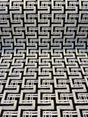 Interlude Chenille Upholstery Fabric - Jet Black, Ivory Small Design, 56" Width (1 Yard)
