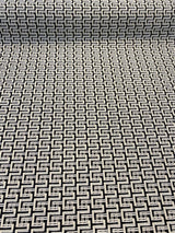 Interlude Chenille Upholstery Fabric - Jet Black, Ivory Small Design, 56" Width (1 Yard)