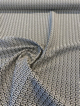 Interlude Chenille Upholstery Fabric - Jet Black, Ivory Small Design, 56" Width (1 Yard)