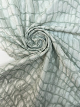 Acetate Polyester Jacquard Fabric Silver Green Abstract