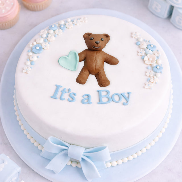 O'Creme Gumpaste Teddy Bear with Blue Heart, Set of 12