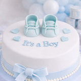 O'Creme Blue Gumpaste Baby Booties, 3.5" x 1.75" - 1 Pair