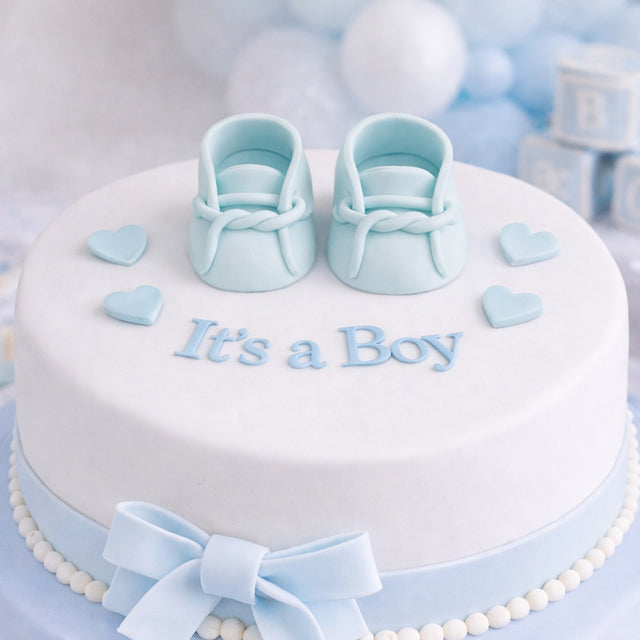 O'Creme Blue Gumpaste Baby Booties, 3.5" x 1.75" - 1 Pair