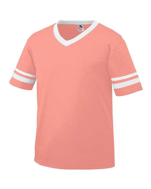 V-Neck Jersey with Striped Sleeves