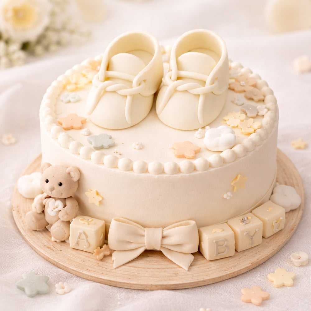 O'Creme Ivory Gumpaste Baby Booties, 2.75" x 1.5" - 1 Pair