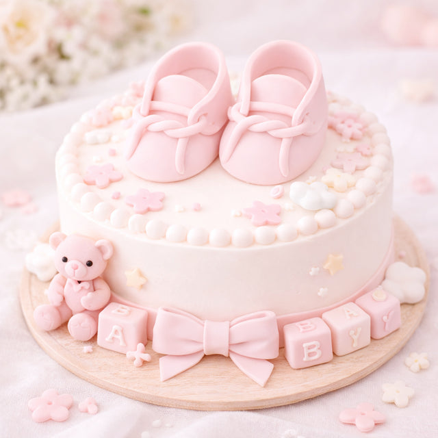 O'Creme Pink Gumpaste Baby Booties, 2.75" x 1.5" - 1 Pair
