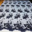 Beaded Corded Lace Navy Mesh