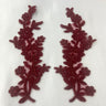 1 Pair Beaded & Corded Floral Lace Applique 10" x 2" Each Side