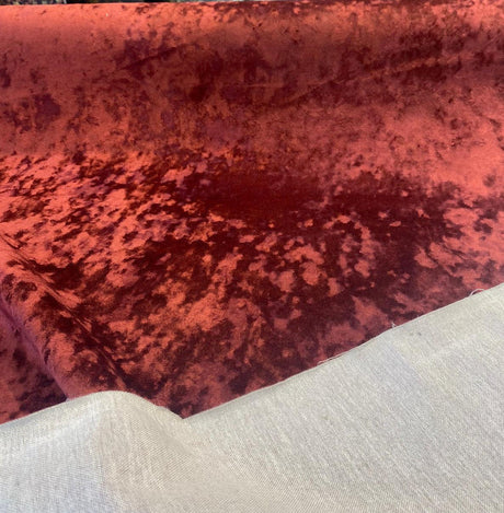 Velvet Lush Polyester Fabric - Tawny Maroon Lush Pattern, 56" Width (1 Yard)