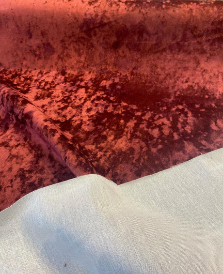 Velvet Lush Polyester Fabric - Tawny Maroon Lush Pattern, 56" Width (1 Yard)