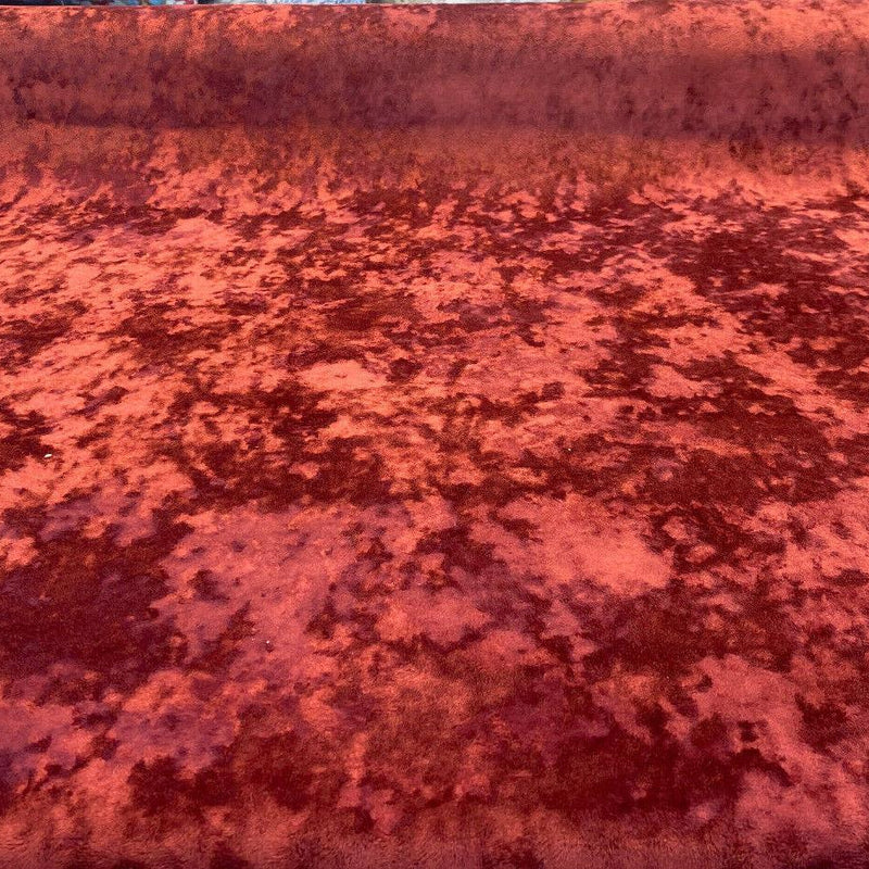 Velvet Lush Polyester Fabric - Tawny Maroon Lush Pattern, 56" Width (1 Yard)