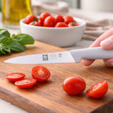 Icel White Serrated Paring Knife, 4" Blade