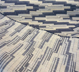 Underline Blue Ink Woven Upholstery Fabric - Blue, Ivory And White Texture, 56" Width (1 Yard)