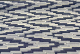 Underline Blue Ink Woven Upholstery Fabric - Blue, Ivory And White Texture, 56" Width (1 Yard)
