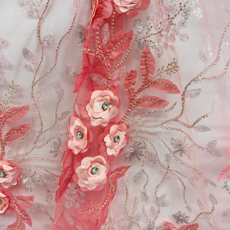 3D Floral Beaded Lace Mesh