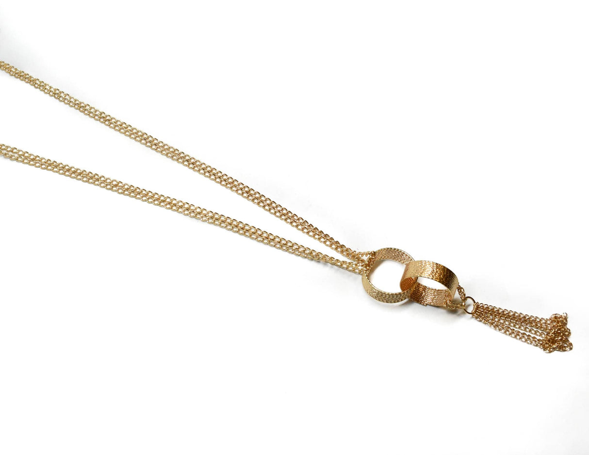 Gold Necklace Dangling Chain Rings
