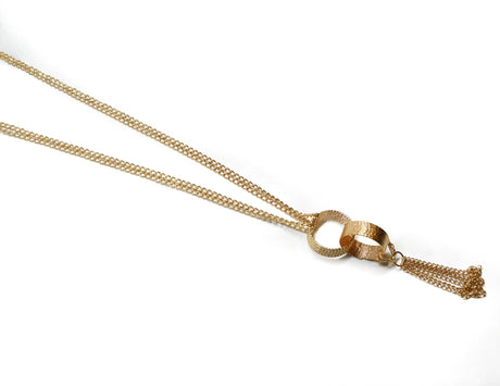 Gold Necklace Dangling Chain Rings