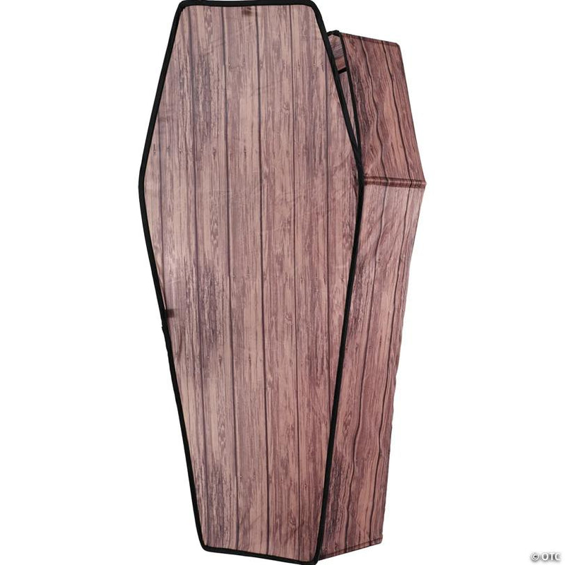 Wooden-Look Coffin with Opening Lid Halloween Decoration for Yard, for spooky Halloween party and home decor