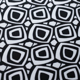 60's Geo Printed Poly Spandex Fabric - Black and White Geometric Squares, 58-60" Width (1 Yard)