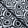 60's Geo Printed Poly Spandex Fabric - Black and White Geometric Squares, 58-60" Width (1 Yard)