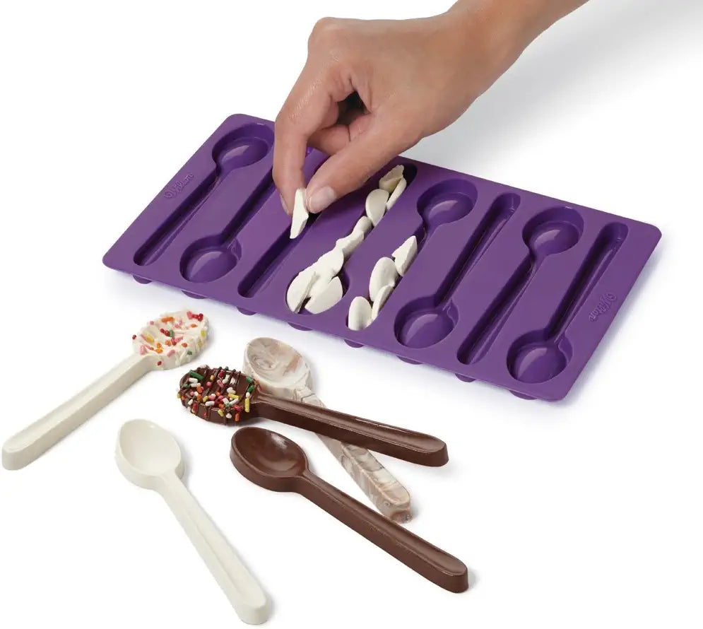 Wilton Candy Spoon Mold, Chocolate Spoon Candy Mold, Silicone Mold - 8 cavities