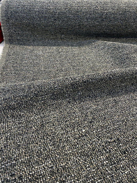 Pen Pal Pebble Latex Backed Tweed Chenille Upholstery Fabric - Gray With Beige And Black, 56" Width (1 Yard)