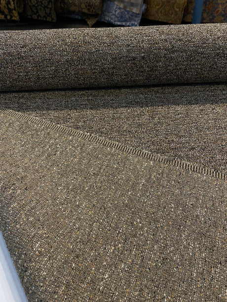 Pen Pal Latex Backed Mocha Tweed Chenille Upholstery Fabric - Mocha With Beige Rust Hints, 56" Width (By The Yard)