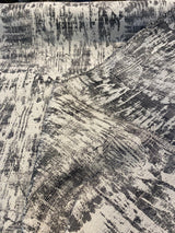 Surreally Cool Chenille Upholstery Fabric - Black Gray Off White Horizontal Pattern, 58" Width (1 Yard)