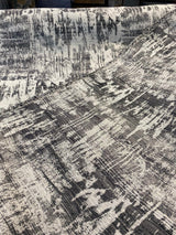 Surreally Cool Chenille Upholstery Fabric - Black Gray Off White Horizontal Pattern, 58" Width (1 Yard)