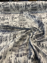 Surreally Cool Chenille Upholstery Fabric - Black Gray Off White Horizontal Pattern, 58" Width (1 Yard)