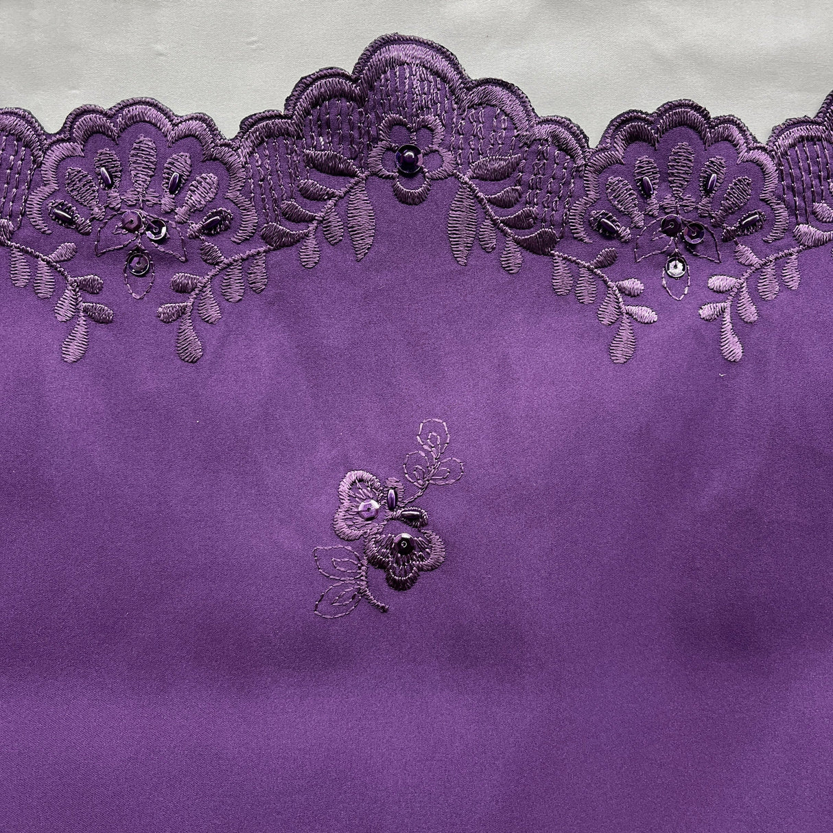 Beaded Bridal Lace Fabric on Polyester Satin 54"