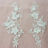 1 Pair 3D Floral Lace Applique Embroidered on 100% Polyester Net Mesh 12" x 4" Each Side