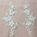 3D Floral Lace Applique on Polyester Net Mesh