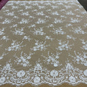 1 yarda de tela de encaje elegante con cuentas bordada sobre malla de red de poliéster