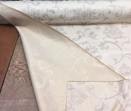 Damask Embossed French Cream Suede Fabric - Cream Damask Embossed, 58" Width (1 Yard)