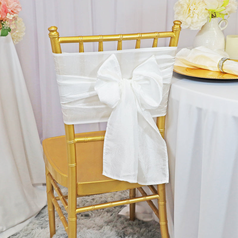 Crushed Taffeta Chair Sash Sample White