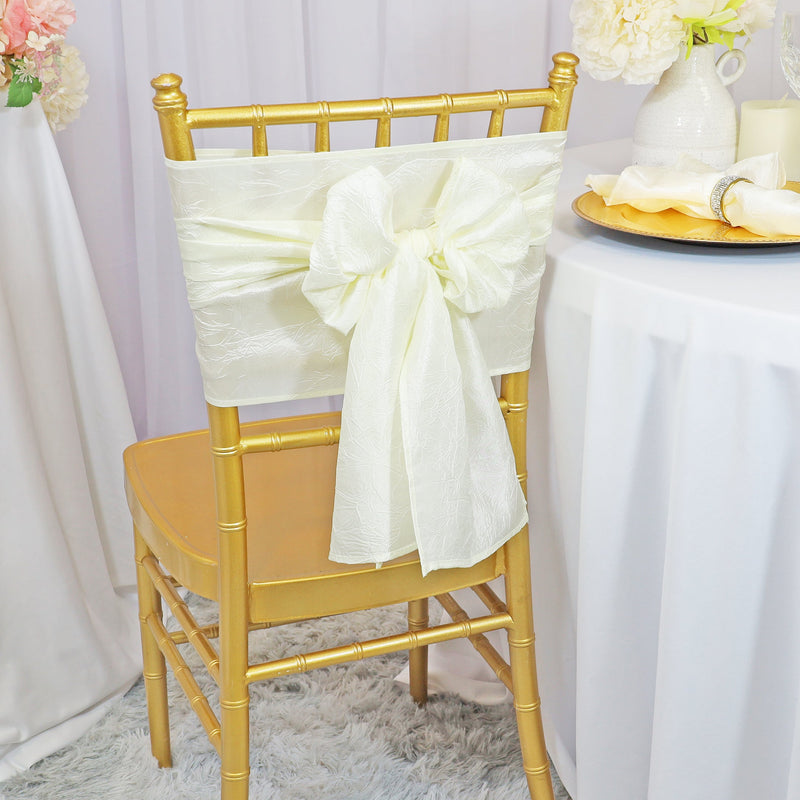 Crushed Taffeta Chair Sash Sample Ivory