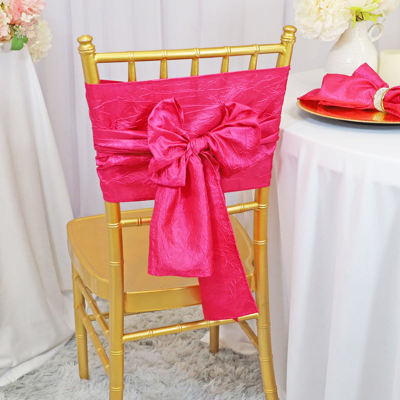 Crushed Taffeta Chair Sash Sample Fuchsia
