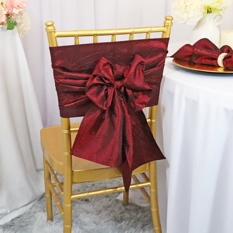 Crushed Taffeta Chair Sash Sample Burgundy