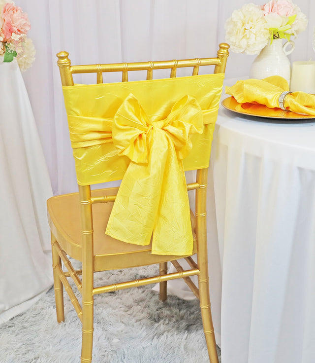 Crushed Taffeta Chair Sashes 9.5x108 Canary Yellow