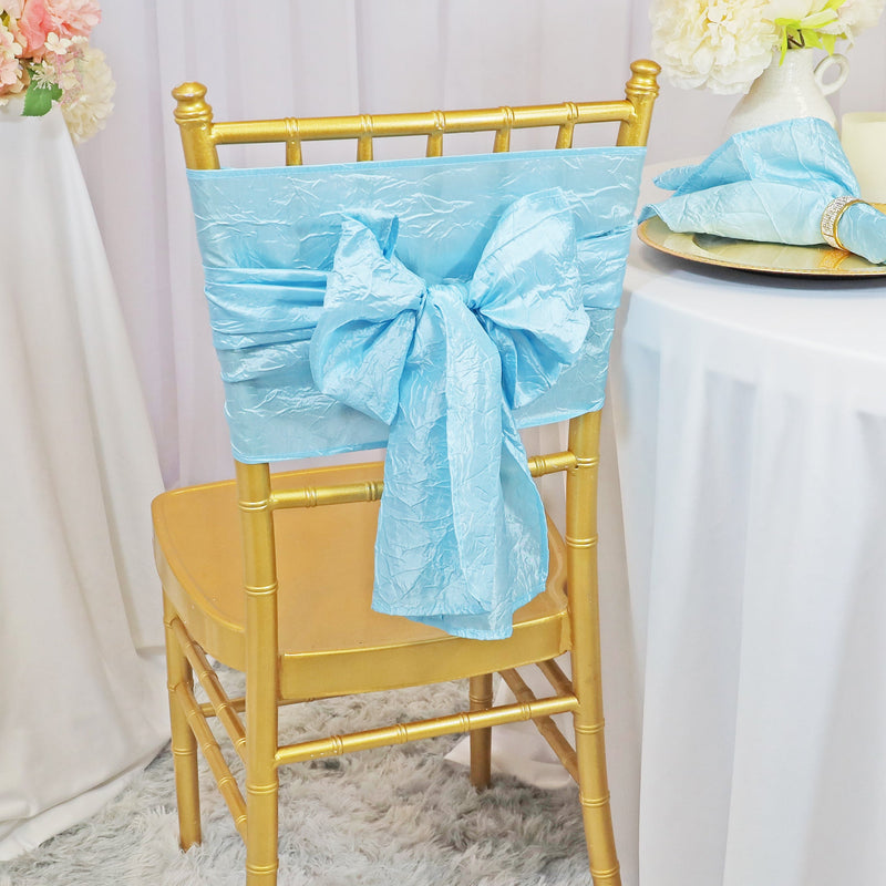 Crushed Taffeta Chair Sash Sample Baby Blue