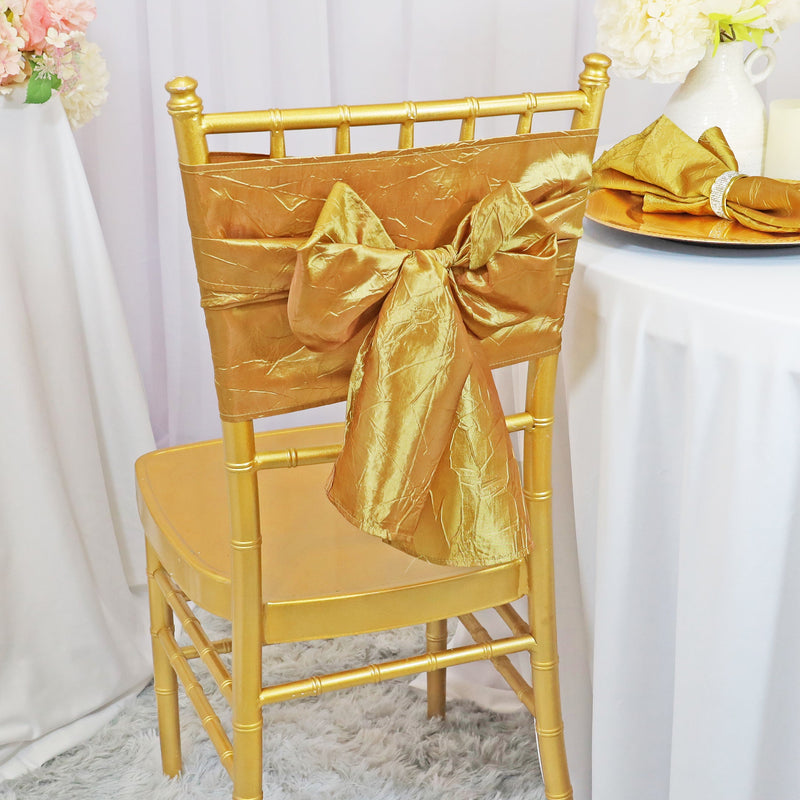 Crushed Taffeta Chair Sash Gold 9.5x108